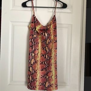 Faux leather neon snakeskin dress